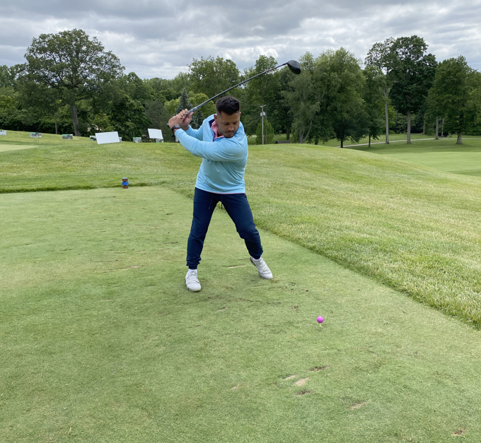Cunningham teeing off